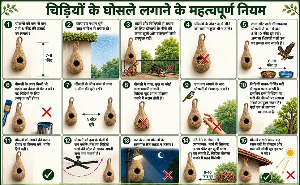 Handwoven Coir Bird Nest - Natural Hanging Birdhouse for Sparrows, Finches, Java Sparrows & Other Small Birds, Ideal for Gardens, Balconies & Trees