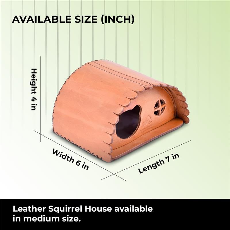 SparrowDaughter’s Leather Squirrel House for Outdoors, Garden, Backyard, Small Animals Habitat for Chinchilla,Suger Glider,mice,Hamster Squirrel with Poles, Squirrel Nest & Box