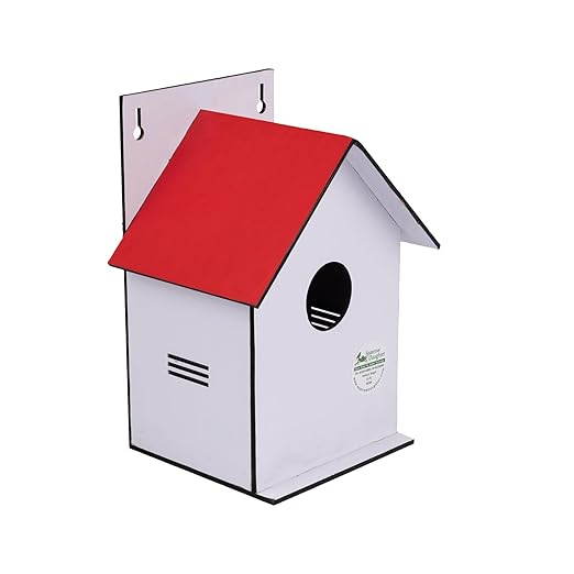 Sparrow Daughter Hut Shape MDF Bird House for House Sparrow, Love Birds, Wooden Bird Nest for Balcony & Garden Hanging, Large Size