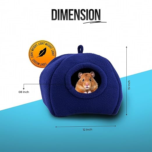 Handcrafted Softy Cotton Hamster House with Cozy Mat, Cotton Small Animal Sleeping House/Small Animal cage for Hamsters, Chinchillas, squirel etc. Indoor/Outdoor use ( Large)