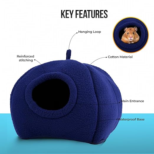 Handcrafted Softy Cotton Hamster House with Cozy Mat, Cotton Small Animal Sleeping House/Small Animal cage for Hamsters, Chinchillas, squirel etc. Indoor/Outdoor use ( Large)