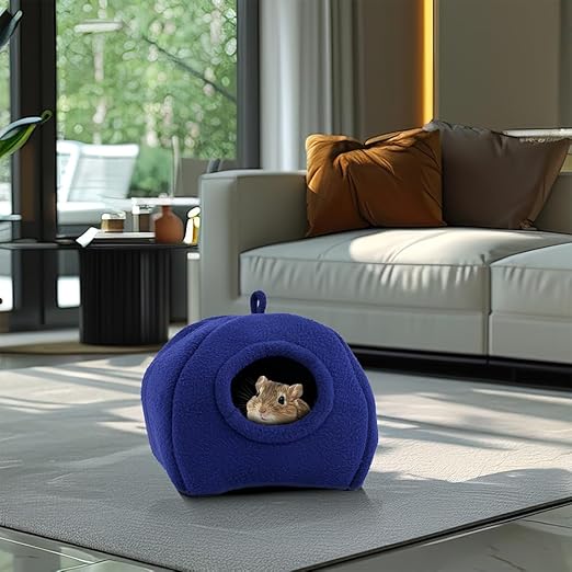 Handcrafted Softy Cotton Hamster House with Cozy Mat, Cotton Small Animal Sleeping House/Small Animal cage for Hamsters, Chinchillas, squirel etc. Indoor/Outdoor use ( Large)