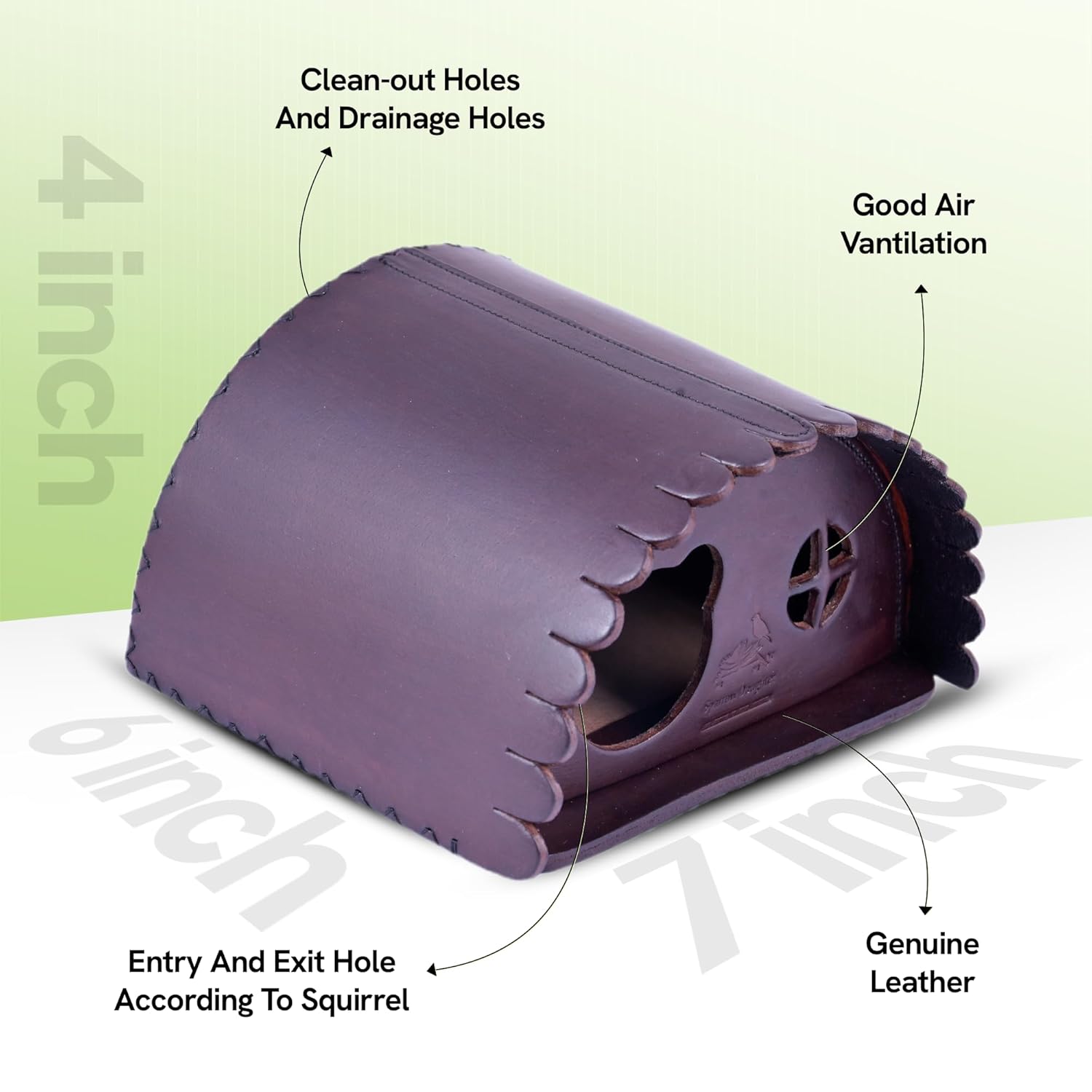 SparrowDaughter’s Leather Squirrel House for Outdoors, Garden, Backyard, Small Animals Habitat for Chinchilla,Suger Glider,mice,Hamster Squirrel with Poles, Squirrel Nest & Box