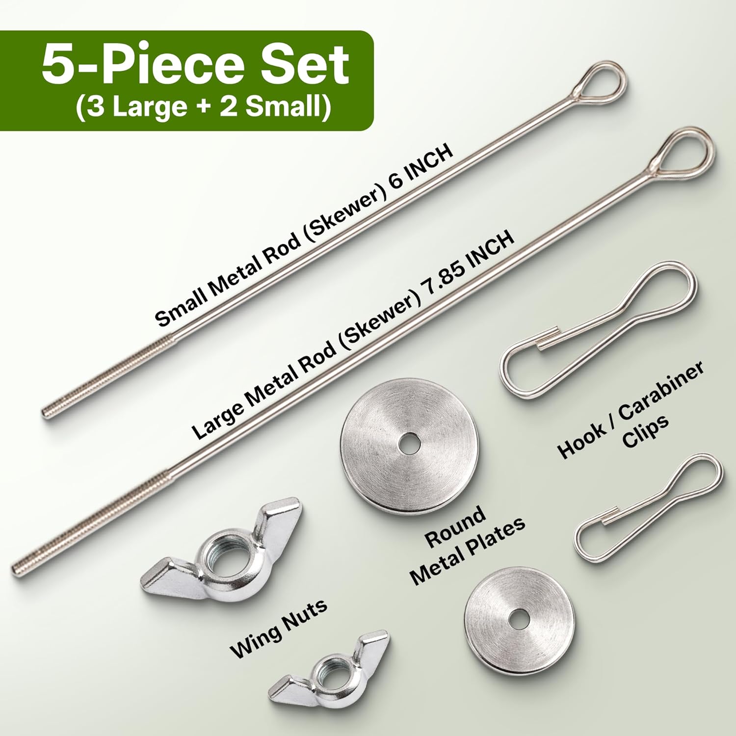 Bird Food Holder Combo Set, 5 Pcs Stainless Steel Hanging Stick Skewer, Fruit Vegetable Bird Feeder with Secure Lock Hook & Anti-Drop Base for Small Birds & Animals
