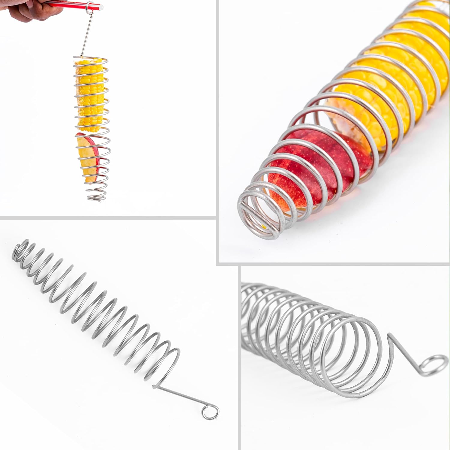 Sparrow Daughter Stainless Steel Bird Food Holder, Spiral Hanging Feeder for Fruits, Vegetables & Treats, Suitable for Parrots, Conures & Parakeets, Durable Bird Feeder (1 pc)