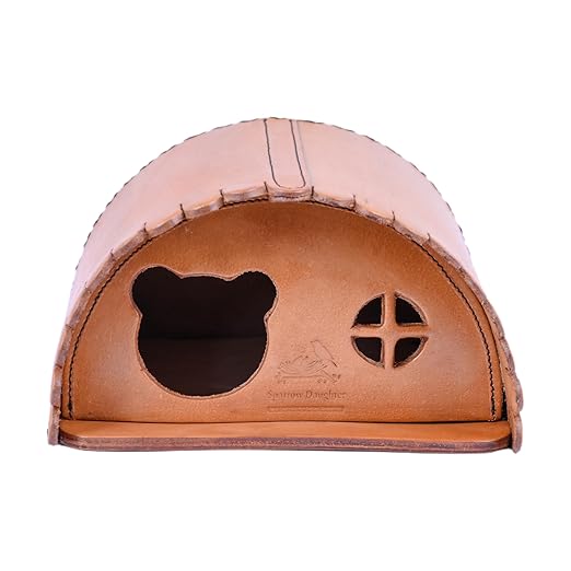 SparrowDaughter’s Leather Squirrel House for Outdoors, Garden, Backyard, Small Animals Habitat for Chinchilla,Suger Glider,mice,Hamster Squirrel with Poles, Squirrel Nest & Box