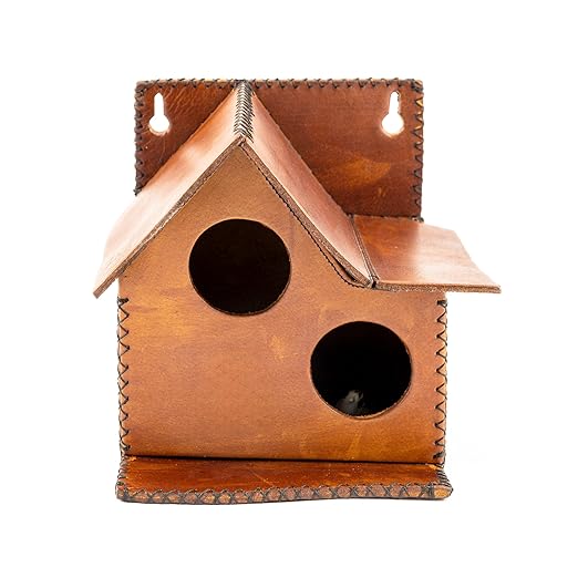 Sparrow Daughter Bird House – Original Leather, Hanging Nest Box for Balcony & Garden, Perfect for Sparrows, Lovebirds & Hummingbirds. Includes 50g Nesting Material Free!