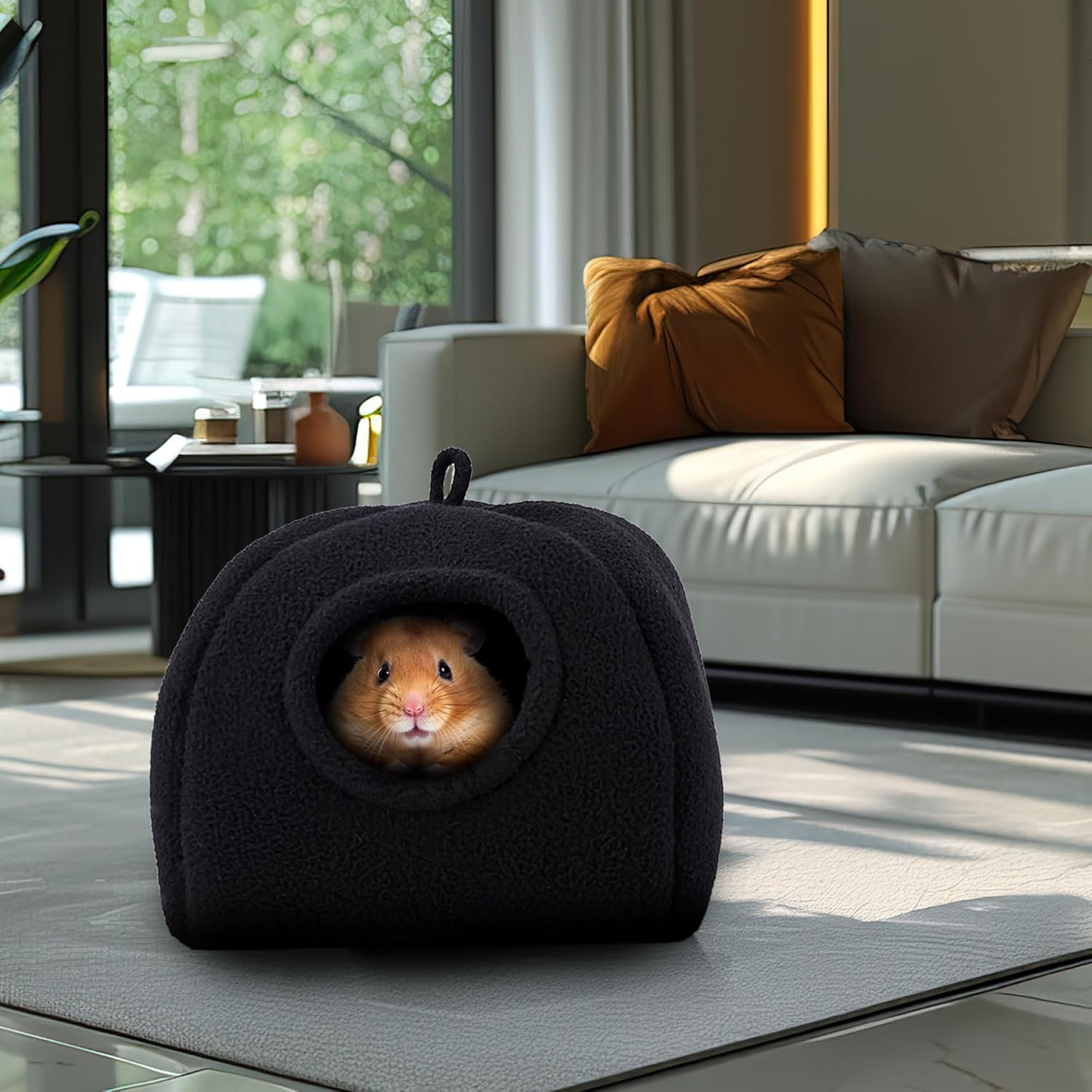 Handcrafted Softy Cotton Hamster House with Cozy Mat, Cotton Small Animal Sleeping House/Small Animal cage for Hamsters, Chinchillas, squirel etc. Indoor/Outdoor use ( Large)