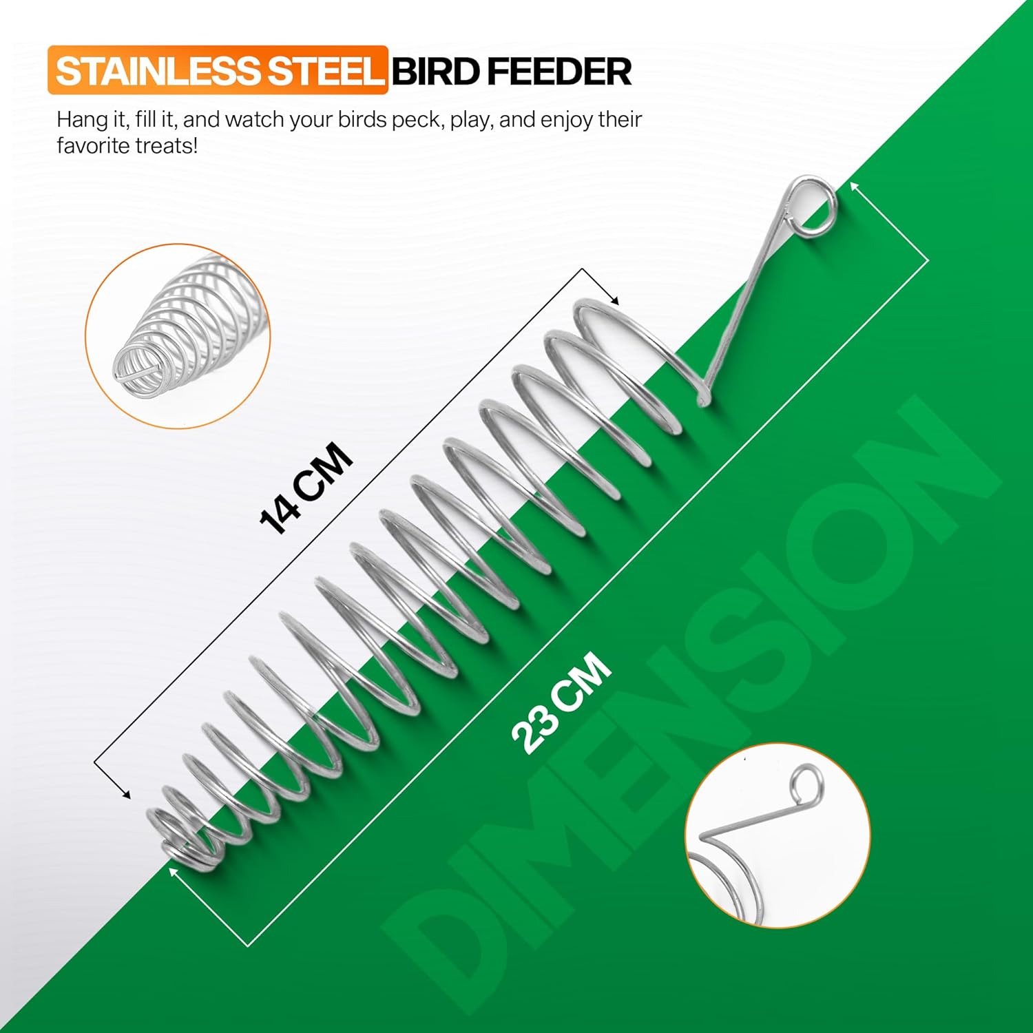 Sparrow Daughter Stainless Steel Bird Food Holder, Spiral Hanging Feeder for Fruits, Vegetables & Treats, Suitable for Parrots, Conures & Parakeets, Durable Bird Feeder (1 pc)