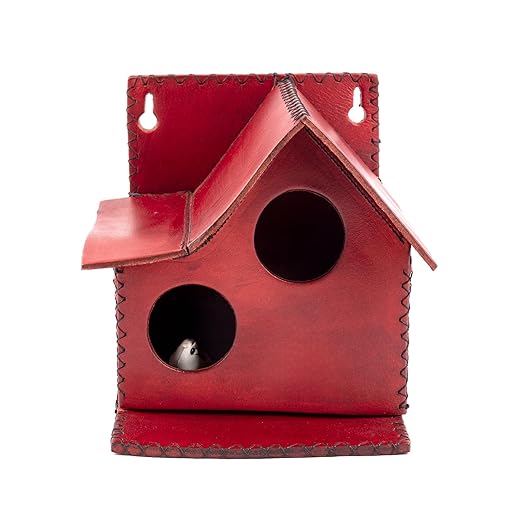 Sparrow Daughter Bird House – Original Leather, Hanging Nest Box for Balcony & Garden, Perfect for Sparrows, Lovebirds & Hummingbirds. Includes 50g Nesting Material Free!