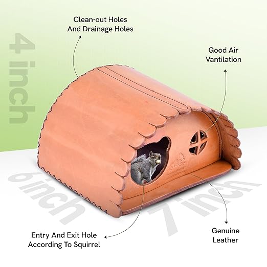 SparrowDaughter’s Leather Squirrel House for Outdoors, Garden, Backyard, Small Animals Habitat for Chinchilla,Suger Glider,mice,Hamster Squirrel with Poles, Squirrel Nest & Box