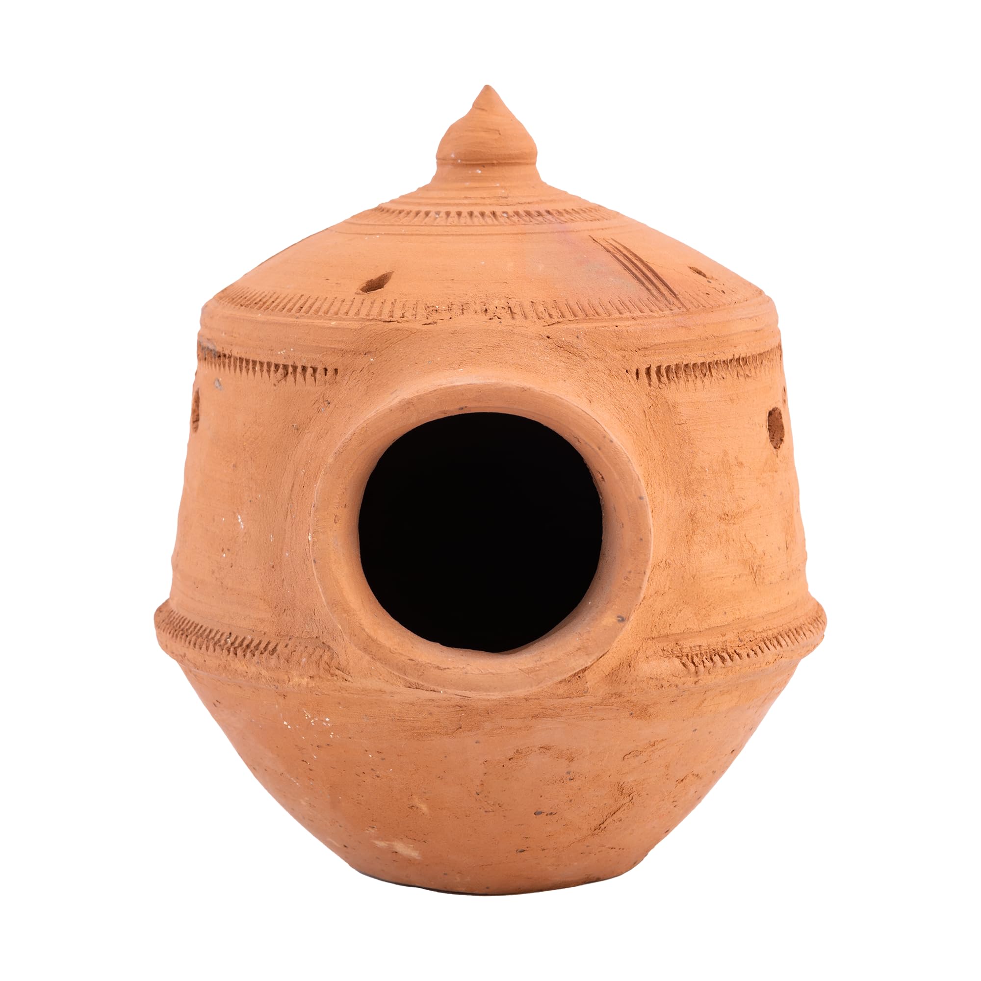 Natural Mud Bird Nest for Balcony & Garden – Bird House Cage for Sparrows, Budgies, Lovebirds, Squirrel – Indoor & Outdoor Use – NO Hanging, Cooling Design (1 Pc) Red Brown