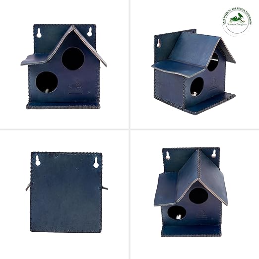 Sparrow Daughter Bird House – Original Leather, Hanging Nest Box for Balcony & Garden, Perfect for Sparrows, Lovebirds & Hummingbirds. Includes 50g Nesting Material Free!