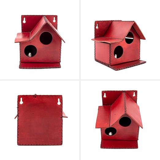 Sparrow Daughter Bird House – Original Leather, Hanging Nest Box for Balcony & Garden, Perfect for Sparrows, Lovebirds & Hummingbirds. Includes 50g Nesting Material Free!