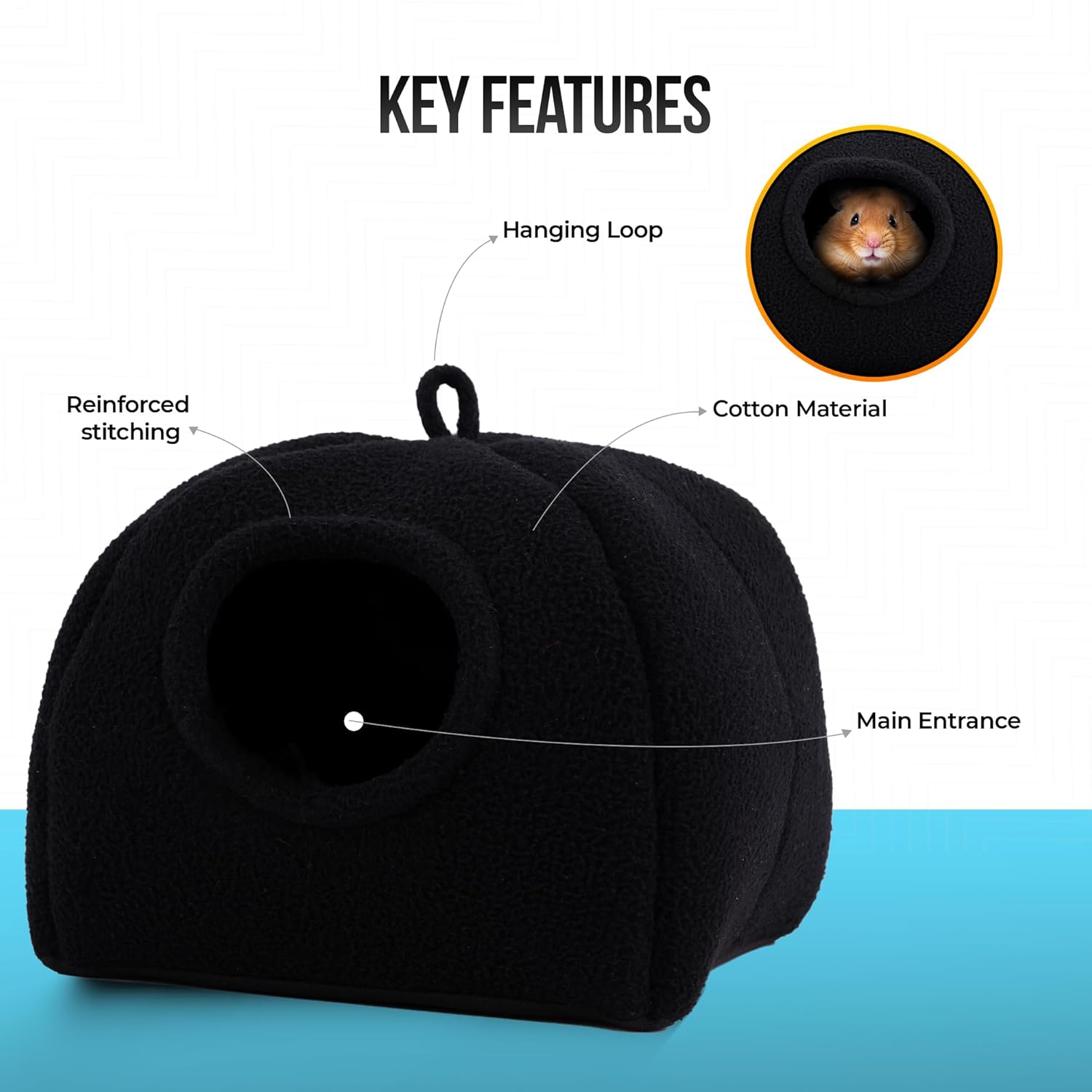 Handcrafted Softy Cotton Hamster House with Cozy Mat, Cotton Small Animal Sleeping House/Small Animal cage for Hamsters, Chinchillas, squirel etc. Indoor/Outdoor use ( Large)