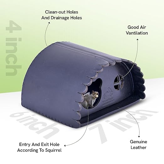 SparrowDaughter’s Leather Squirrel House for Outdoors, Garden, Backyard, Small Animals Habitat for Chinchilla,Suger Glider,mice,Hamster Squirrel with Poles, Squirrel Nest & Box