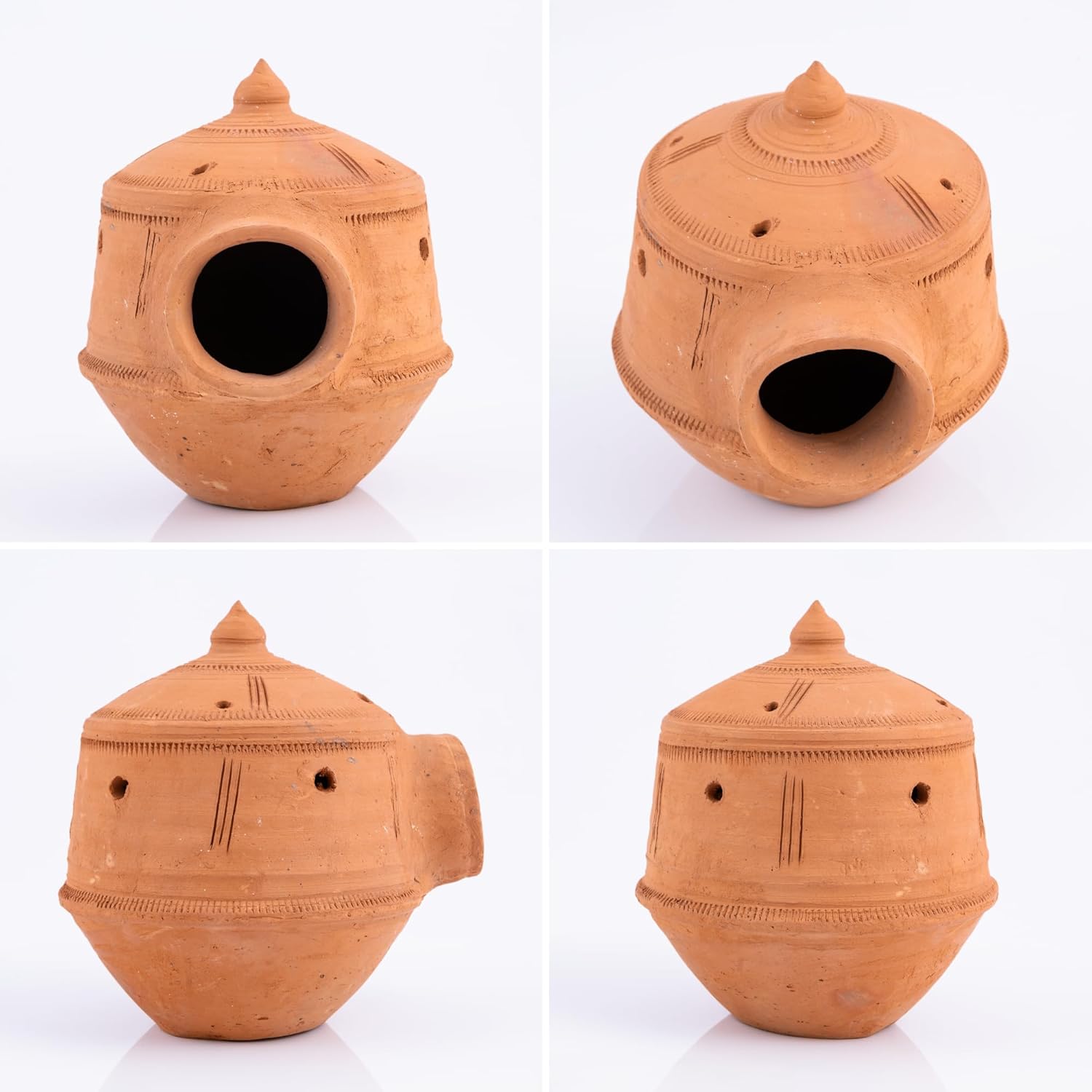 Natural Mud Bird Nest for Balcony & Garden – Bird House Cage for Sparrows, Budgies, Lovebirds, Squirrel – Indoor & Outdoor Use – NO Hanging, Cooling Design (1 Pc) Red Brown