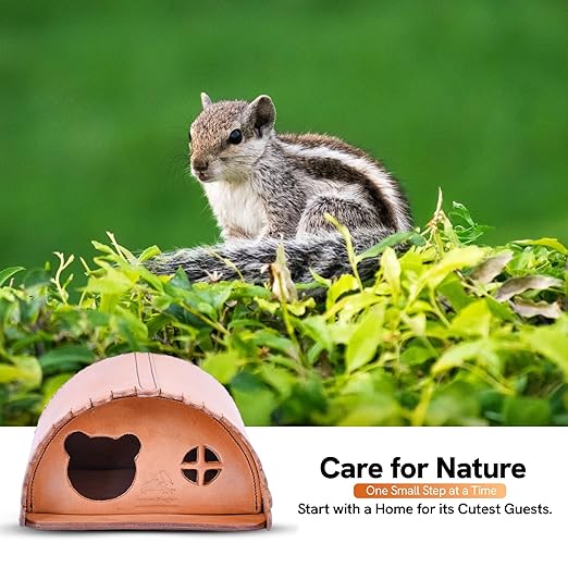SparrowDaughter’s Leather Squirrel House for Outdoors, Garden, Backyard, Small Animals Habitat for Chinchilla,Suger Glider,mice,Hamster Squirrel with Poles, Squirrel Nest & Box