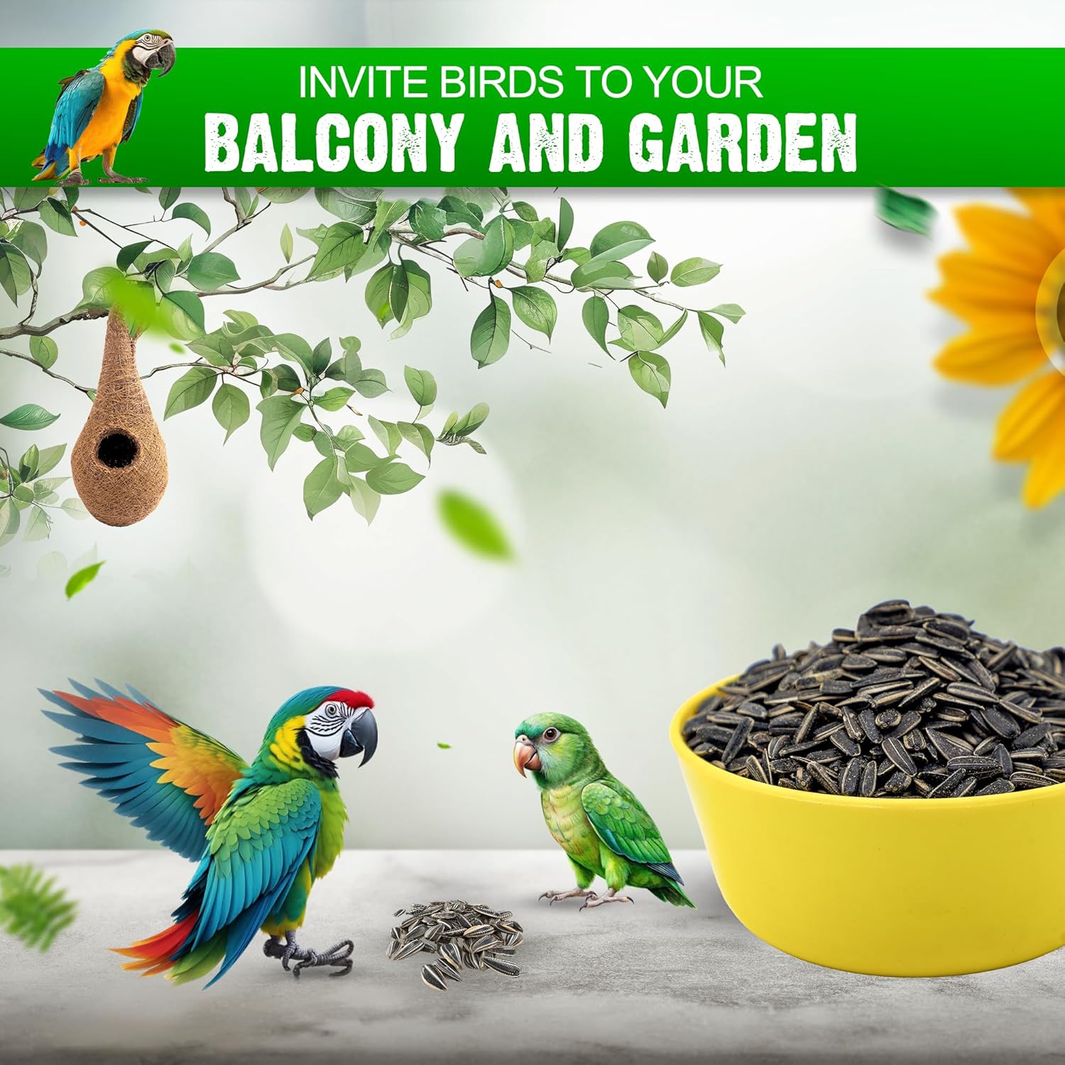 Sparrow Daughter Striped Sunflower Seed for Birds, Natural & Healthy Bird Food for Conures, Lovebirds, Cockatiels, African Grey, Macaws, Cockatoo, Parakeets & Parrots