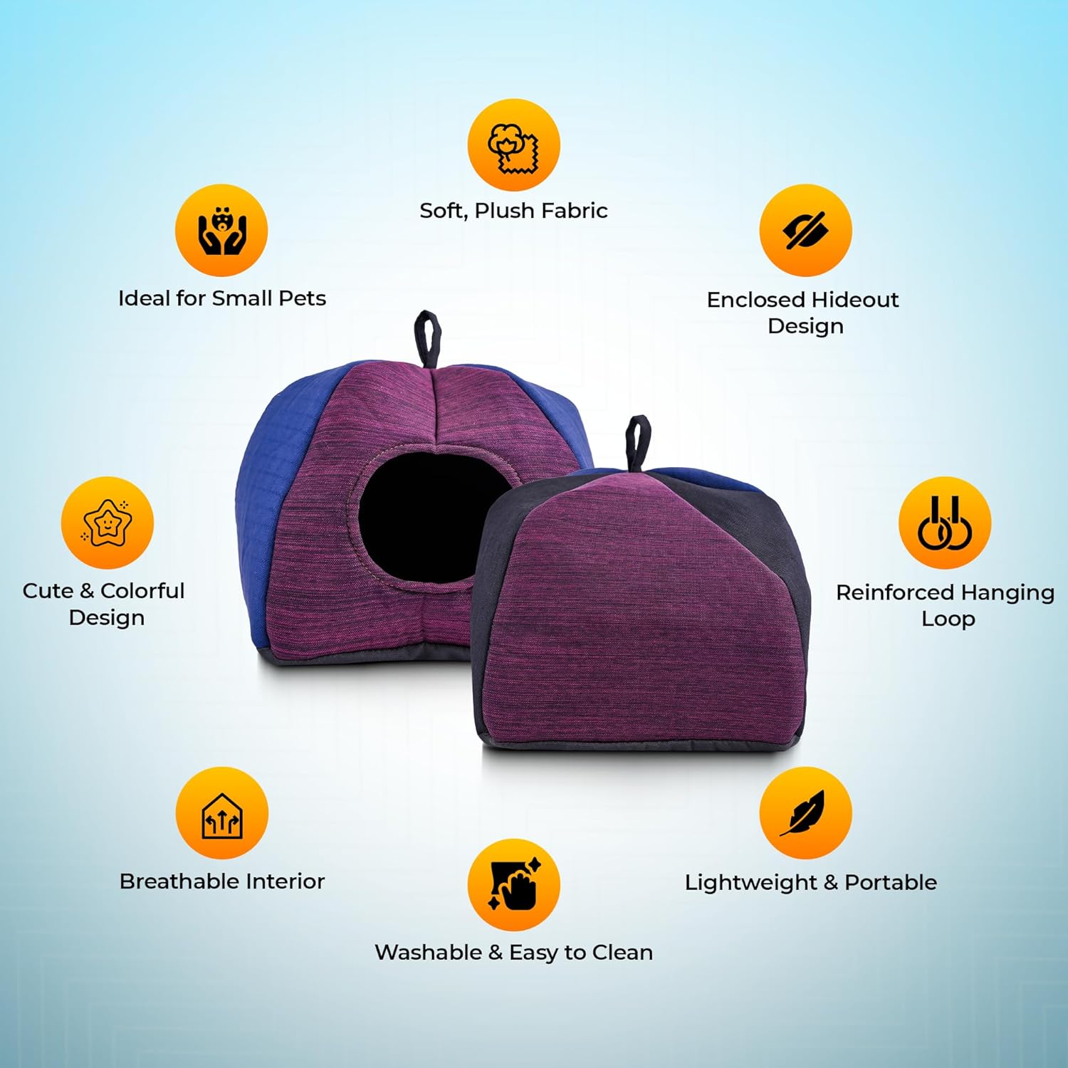 Handcrafted Cotton Hamster House with Cozy Mat, Cotton Pet Sleeping House/Small Animal cage for Hamsters, Chinchillas, Squirel & Suger Glider House Indoor/Outdoor use