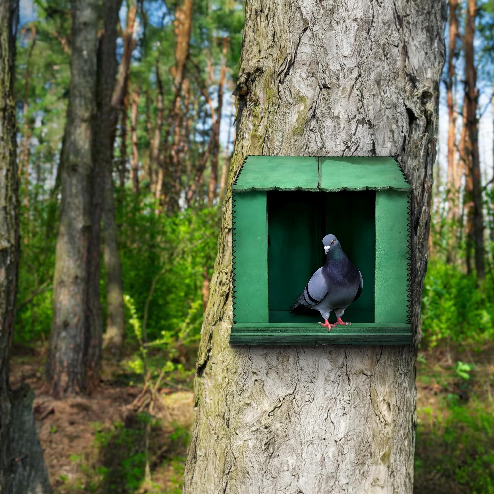 Handcrafted Leather Pigeon Bird House, with Natural Coir Nesting Material, Outdoor Doves Breeding Shelter Nest Box for Small Birds (7x7x6 Inch), Black