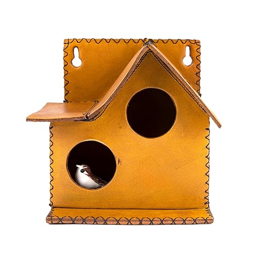 Sparrow Daughter Bird House – Original Leather, Hanging Nest Box for Balcony & Garden, Perfect for Sparrows, Lovebirds & Hummingbirds. Includes 50g Nesting Material Free!