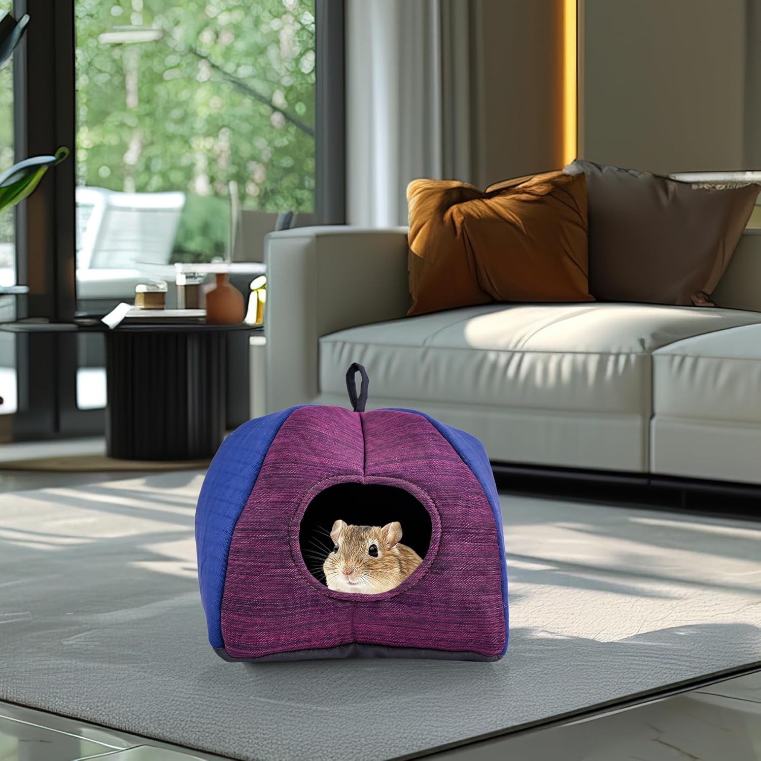 Handcrafted Cotton Hamster House with Cozy Mat, Cotton Pet Sleeping House/Small Animal cage for Hamsters, Chinchillas, Squirel & Suger Glider House Indoor/Outdoor use