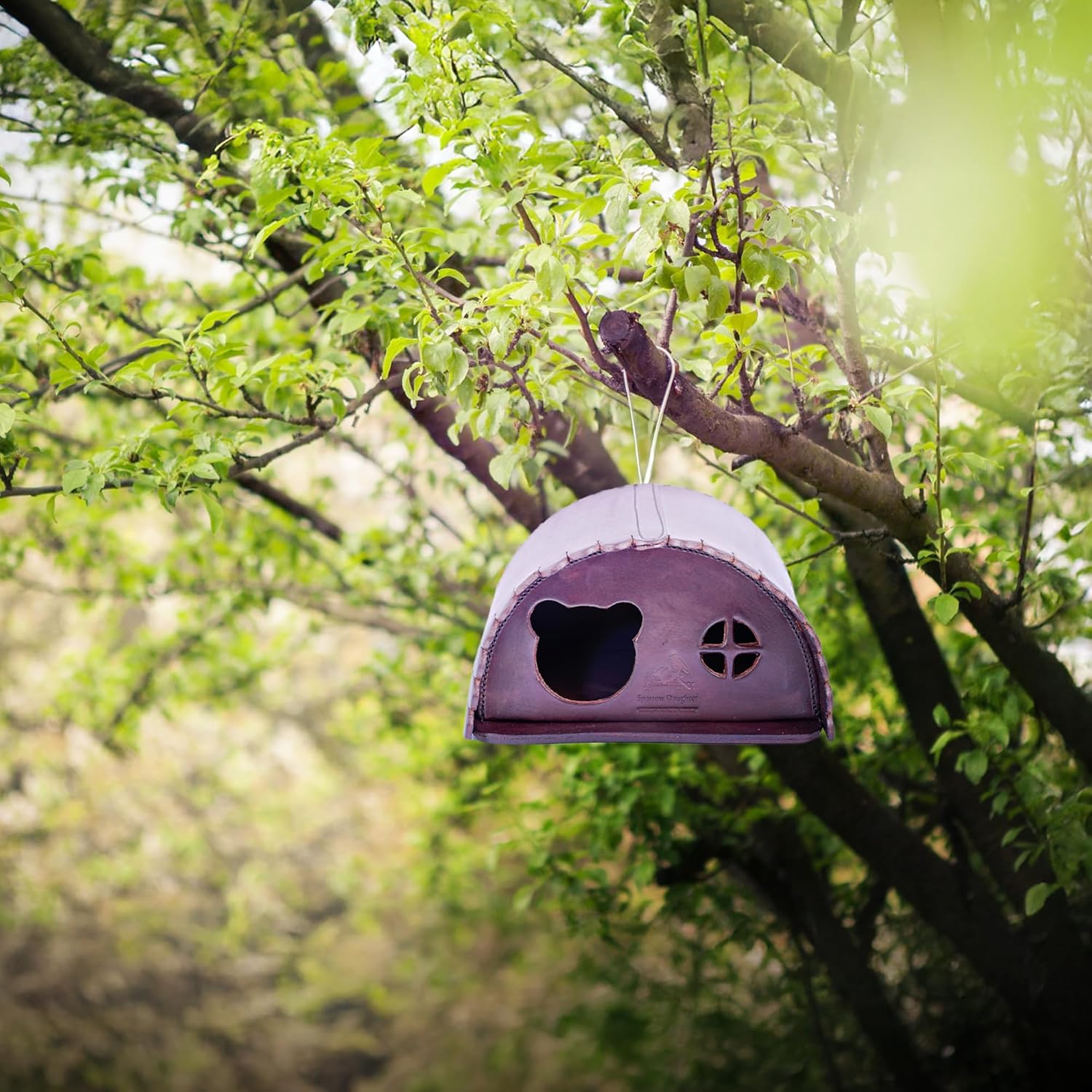 SparrowDaughter’s Leather Squirrel House for Outdoors, Garden, Backyard, Small Animals Habitat for Chinchilla,Suger Glider,mice,Hamster Squirrel with Poles, Squirrel Nest & Box