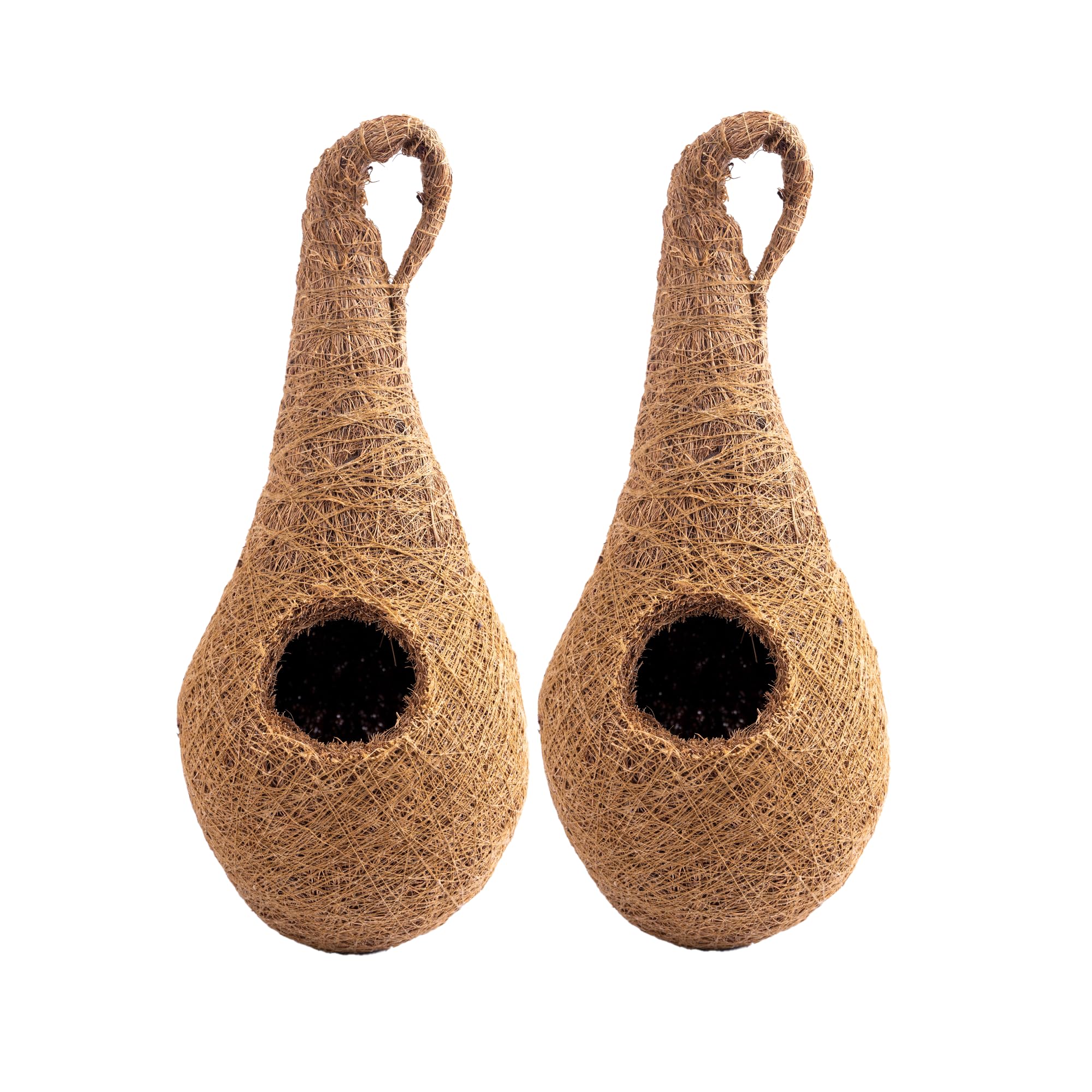 Handwoven Coir Bird Nest - Natural Hanging Birdhouse for Sparrows, Finches, Java Sparrows & Other Small Birds, Ideal for Gardens, Balconies & Trees, (Pair of 1)(* 2 pcs)