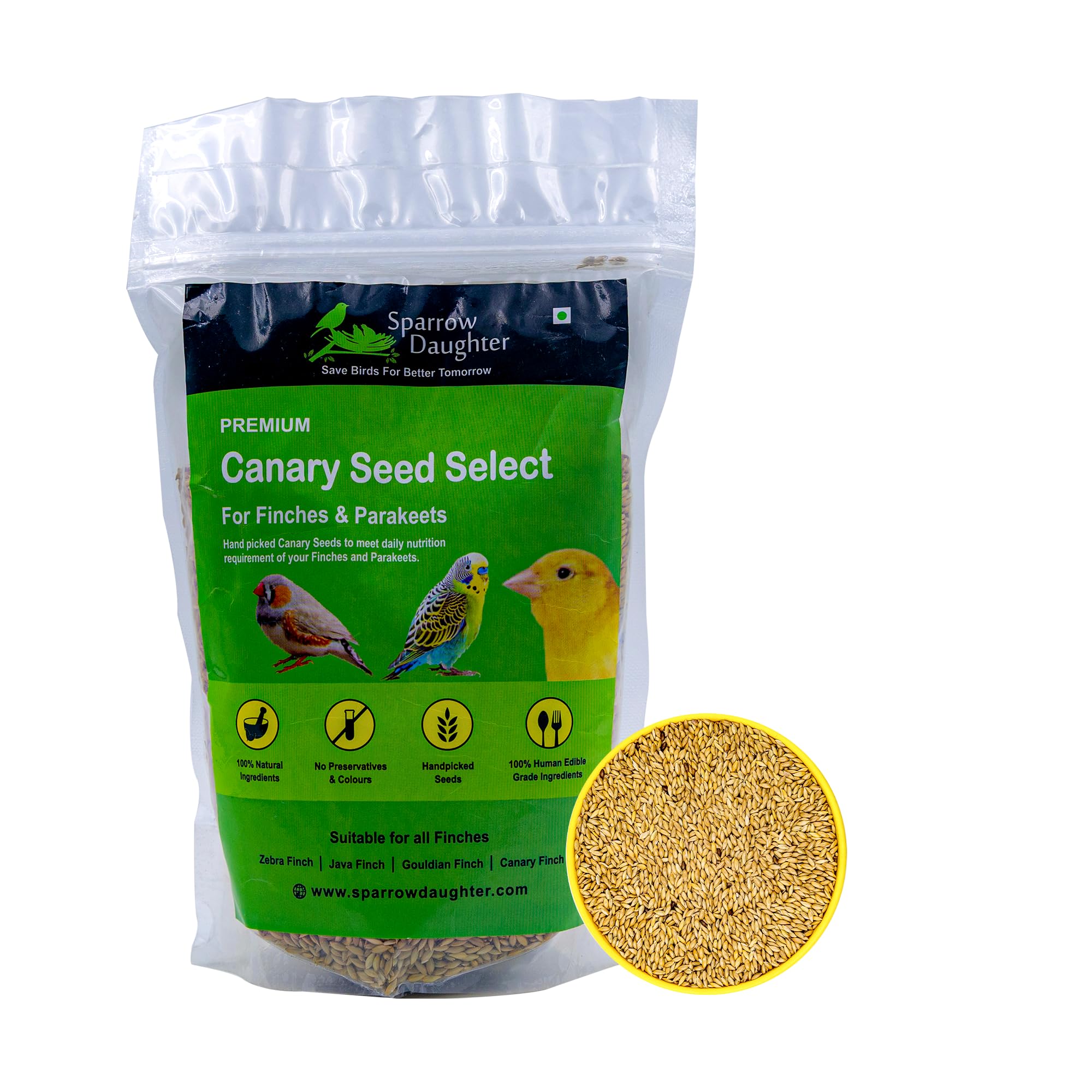 Sparrow Daughter Canary Seeds Bird Food for Canaries, Finches, Budgies, Parakeets, 100% Natural, High Fiber Healthy Premium Seeds Suitable for All Types of Birds
