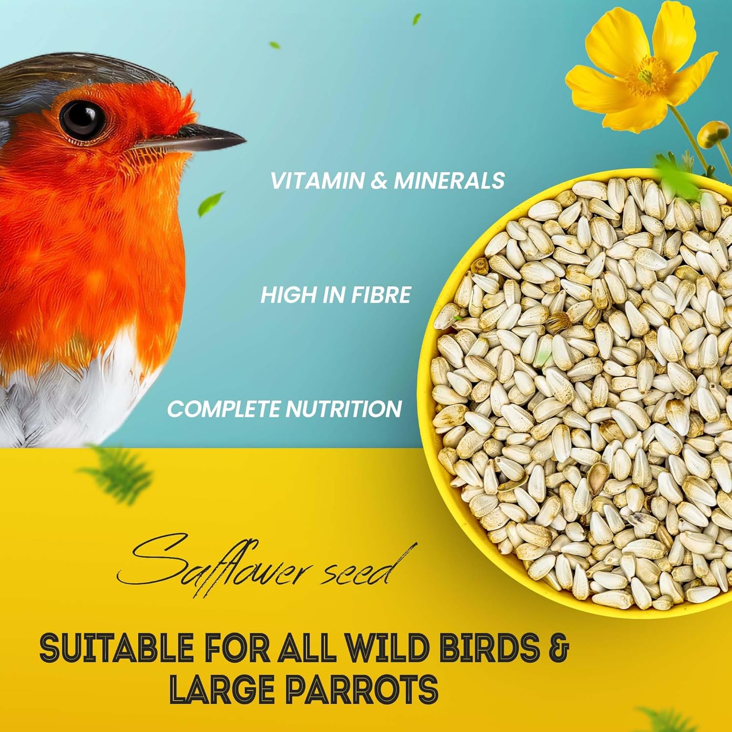 Sparrow Daughter Safflower Seeds, Bird Food for Wild Birds & Large Parrots enriched with Nutrition, Kusum Beej/Kardi Seed for African Grey, Macaws, Cockatoo.