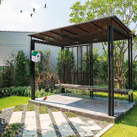 Sparrow Daughter Hut Shape MDF Bird House for House Sparrow, Love Birds, Wooden Bird Nest for Balcony & Garden Hanging, Small (Set of 2)