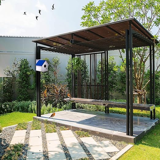 Sparrow Daughter Hut Shape MDF Bird House for House Sparrow, Love Birds, Wooden Bird Nest for Balcony & Garden Hanging, Small (Set of 2)